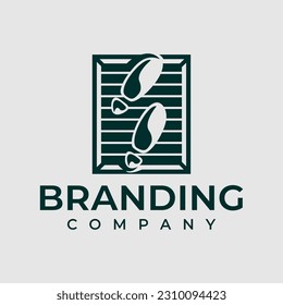 Illustrative footstep logo design template. Modern square step logo branding.