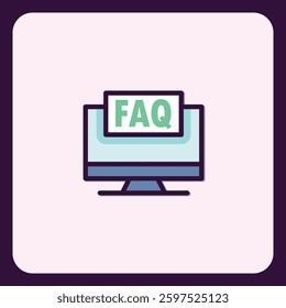 Illustrative frequently asked question screen icon for online resources