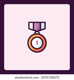 Illustrative icon showcasing an achievement medal with number one inside