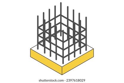 Illustrative illustration of building structure, isometric illustration of reinforced concrete (RC), Vector Illustration