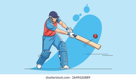 Illustrative image of a dynamic cricket player executing a powerful shot during an intense match