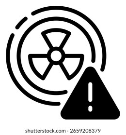 An illustrative image featuring a bold radiation hazard symbol, signifying potential danger and alert, conveys a sense of warning. 