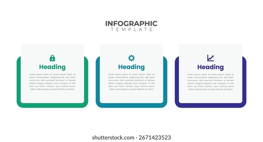 Illustrative Infografik mit einem Design aus drei rechteckigen Abschnitten mit Symbolen, die Sicherheit, Prozess und Wachstum darstellen. Das Layout ist sauber, farbenfroh und ideal für Geschäftspräsentationen.
