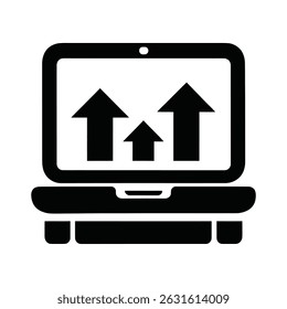 Illustrative Laptop Icon Depicting Growing Data or Progress