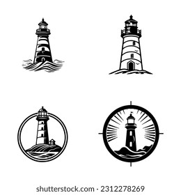 Illustrative lighthouse logo design, featuring a hand drawn style that evokes a sense of adventure and safety.