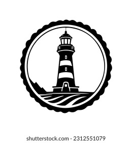 Illustrative lighthouse logo design, featuring a hand drawn style that evokes a sense of adventure and safety.