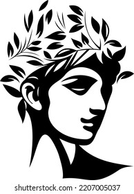 Illustrative logo of a young girl with a granches and leaves instead of the hair