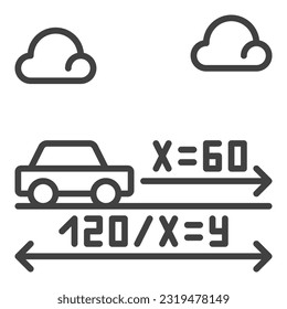 Illustrative Mathematics Task with Car vector concept icon or sign in thin line style