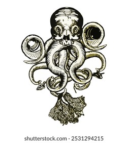 an illustrative picture depicting the condition of the polluted sea, this picture is suitable for wall decoration.