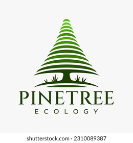 Illustrative pine tree logo design branding. Minimalist pine nature logo vector.