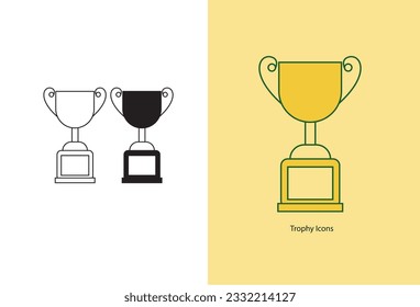 Una representación ilustrativa de un ícono de un trofeo, mostrando una representación vectorizada de un campeón y representando simbólicamente el triunfo del logro.