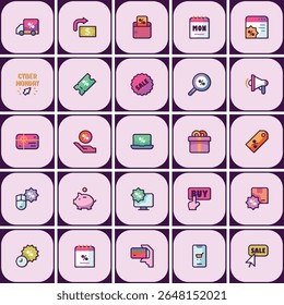 Illustrative promotion icon set with percentages and sale concepts for commercial use