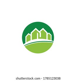 illustrative real estate or green housing buildings that are environmentally friendly, and interesting and informative, can be used for the needs of logo design, icons, and various other media