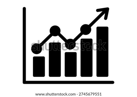 illustrative representation of business growth, emphasizing upward trend on chart with arrow, denoting prosperity