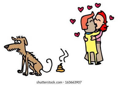 Illustrative representation of Dog Poo and Love Birds 