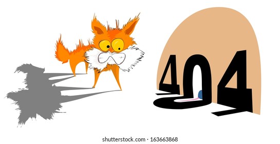 Representação ilustrativa de um gatinho com mensagem de erro 404 