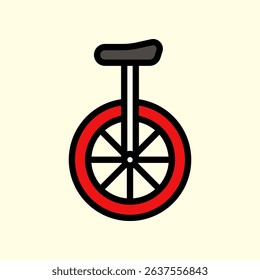 Illustrative Representation of a Red Unicycle With Minimalistic Design and Style