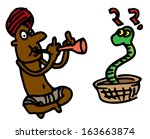 Illustrative representation of a snake charmer 