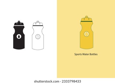 An illustrative representation of a sports water bottle, commonly used by athletes and fitness enthusiasts to stay hydrated during physical activities.