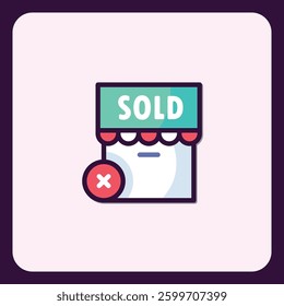 Illustrative Storefront Icon with "SOLD" Text and Cross Mark Symbolism