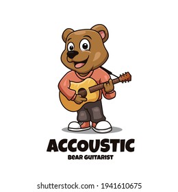 Illustrative and Stylish Bear Accoustic Cartoon Logo