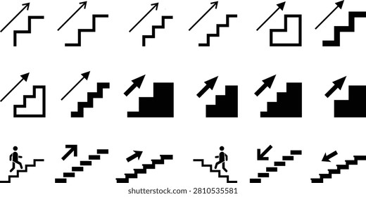 Illustrative upward trend chart featuring step pattern graph design and directional arrows indicating growth and progress.