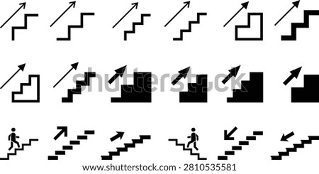 Illustrative upward trend chart featuring step pattern graph design and directional arrows indicating growth and progress.