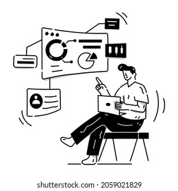 Un vector de datos ilustrativo bi, gráfico de datos en línea