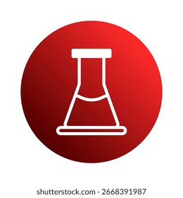 Illustrative vector graphic of a white laboratory flask against a vibrant red gradient background icon