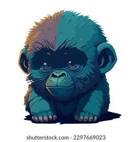 illustrative vector image of baby gorilla with light background