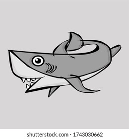 Illustrative vector image of a cute shark suitable for mascot or children's drawings
