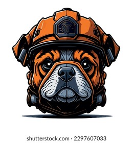 illustrative vector image of the dog with a fireman's helmet