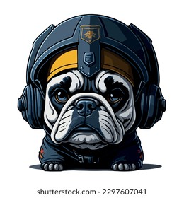 illustrative vector image of the dog with a fireman's helmet
