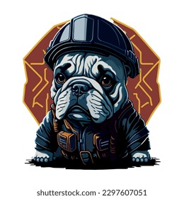 illustrative vector image of the dog with a fireman's helmet