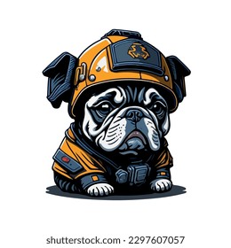 illustrative vector image of the dog with a fireman's helmet