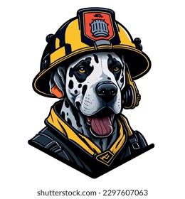 illustrative vector image of the dog with a fireman's helmet