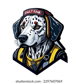 illustrative vector image of the dog with a fireman's helmet