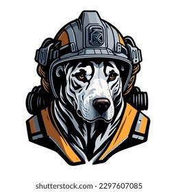 illustrative vector image of the dog with a fireman's helmet