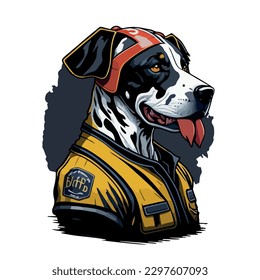 illustrative vector image of the dog with a fireman's helmet