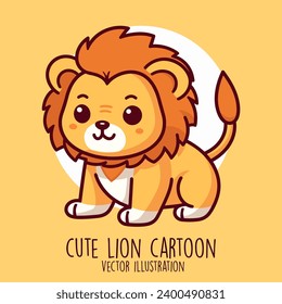 Illustrative Vector of Lion Cartoon Character and Cute Baby Lion Animal