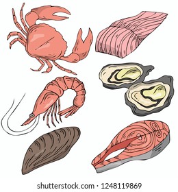Illustratoin with seafood 