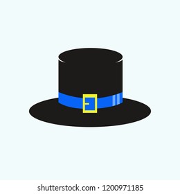 Illustraton of a black pilgrim hat. Isolated on white background.