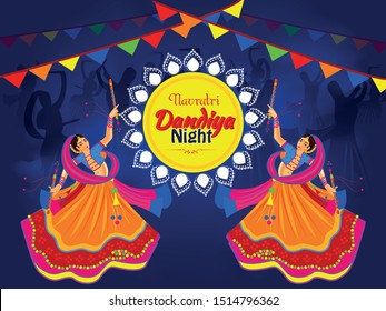 Illustraton Dandiya Night Function Navratri Celebration Stock Vector ...