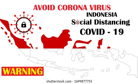 Illustraton indonesia Social Distancing, avoid corona virus