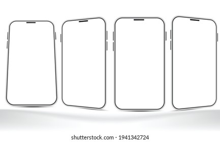 Illustraton set of smartphone on white background.