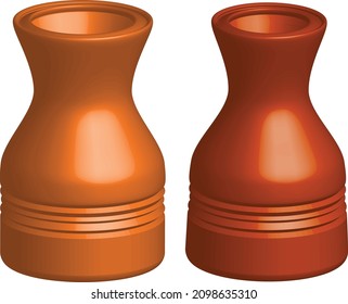 illustrator 3D effect made clay pot for keeping flowers, milk or oil.