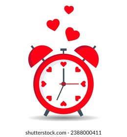 Illustrator of an alarm clock with a heart.Wedding and Valentine's Day concept on a white background.