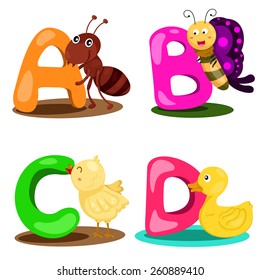 Illustrator alphabet animal LETTER - a,b,c,d