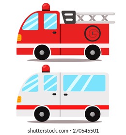 Illustrator Of Ambulance And Fire Truck