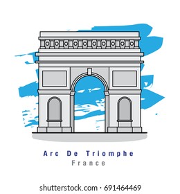 Illustrator of Arc de Thromphe Paris France. Vector Illustration